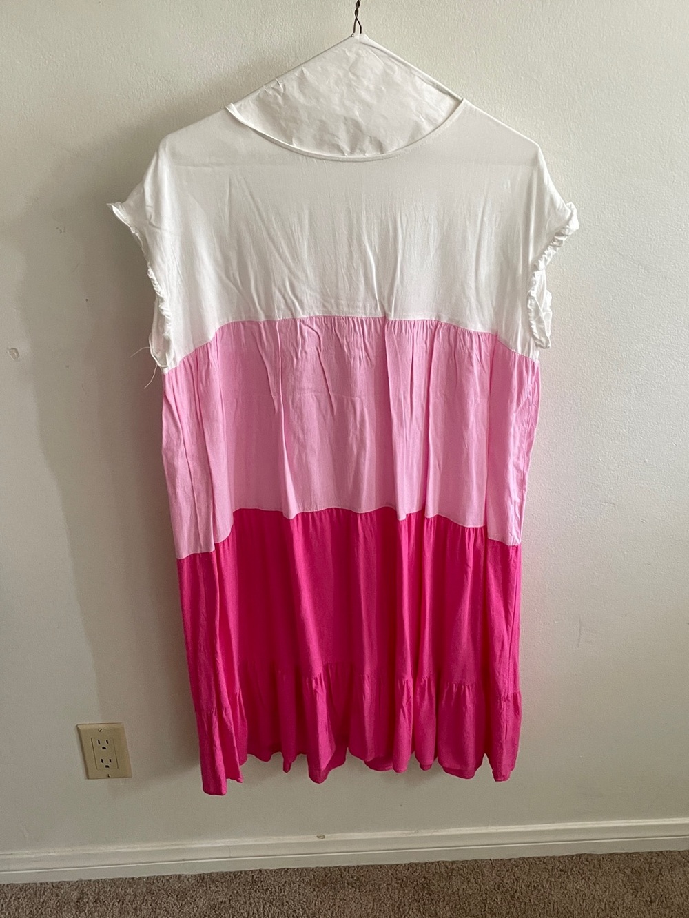 Women’s Colorblock Pink & White Tiered Dress
